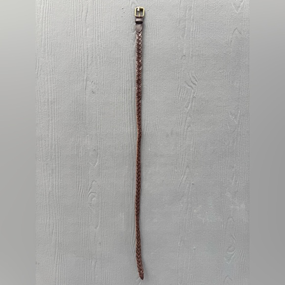 Brown Braided Leather Belt with Brass Buckle - Picture 6 of 8